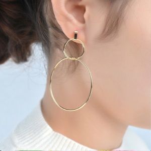 3/$30 GOLD DOUBLE CIRCLE DANGLE EARRINGS